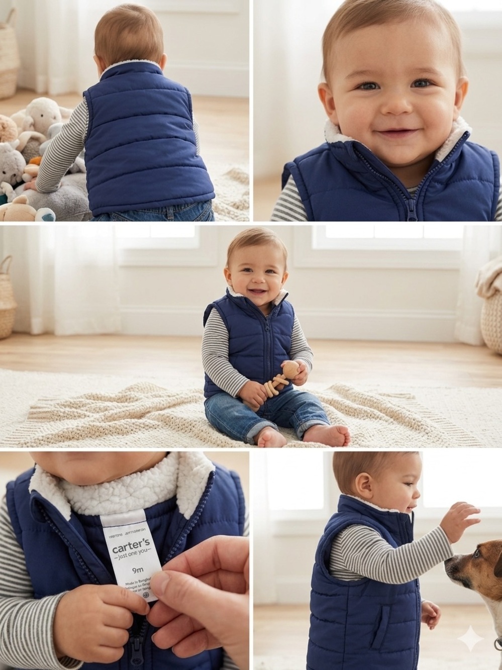 Carter's Blue Quilted Sherpa-Lined Baby Vest